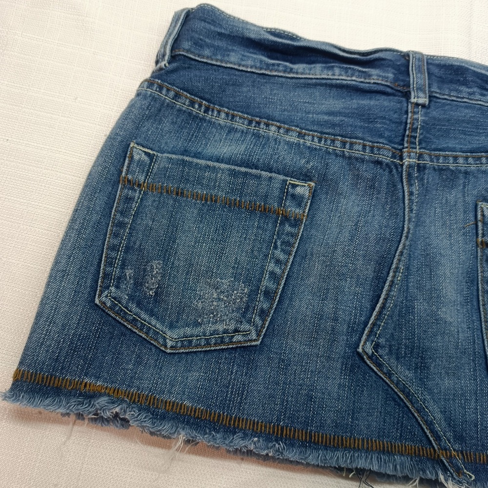 90s Y2K Mossimo Demin Mini Skirt Women's 7 Low Rise Distressed Embroidered Vtg - Picture 7 of 7